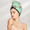 Serviette microfibre filles salle de bain séchage hérisson de cheveux absorbants avec champignons à feuilles de feuille de douche magique coiffure turban enveloppe