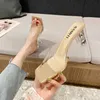 Kadınlar için şık şeffaf seksi sandaletler platform takozları kadın yüksek topuklular kalın yaz açık ayak parmağı arka serin terlikler 240228