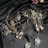 Hair Clips Pearl Flower Crystal Headband Vine Hairband Tiara For Bride Women Wedding Accessroies Bridal Jewelry Ornaments