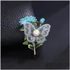 핀 브로치 최고의 디자인 식물 나비 꽃 브로치 여자 정장 청자