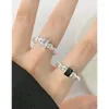 Cluster anneaux coréens mode S925 argent sterling carré carré cubique zircone bulles de luxe ball doigt fin bijoux accessoires