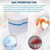Dental Denture Box With Net Bath Case Fake Teeth Storage Box Orthodontic Retainer Braces Mouth Guard Case Organizer Container