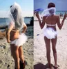 Bachelorette bikini velo playa velo de boda nupcial con borde de peine tul tul blancos botín velo holgazón Déjimo set6335225