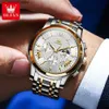 Wristwatches OLEVS Luxury Brand Original Quartz for Men Stainless Steel Waterproof Wrist Moon Phase Auto Date Mens es240409