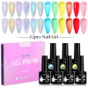 Комплекты Lylycute 12pcs/Set Aurora Top Toat Gel лак для ногтей с полупрозрачным желе с блестка