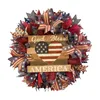 Flores decorativas Bandeira americana Artificial Wreathing Independence Day Garland Patritic Door