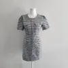 Sukienki imprezowe Summer Korean Style Tweed Mini Slim Dress Women Puff Short Sleeve Modis Bodycon Ladie