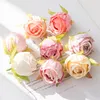 10PCS Bulk Silk Tea Buds Fake Roses Head Wedding Decorative Flowers Wreaths Christmas Decorations for Home Artificial Flowers