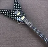 Sällsynta Randy Rhoads Polka Dot Flying V Black White Electric Guitar Floyd Rose Tremolo Bridge Whammy Bar Grover Tuners3194509