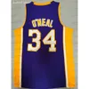 Vintage 34 Shaquille Oneal 32 Jerseys de basket-ball Shaq Neal jaune violet noir Stripe Ed Jerseyss Breathable Fans Cadeaux Men Kids