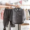 Clothing Sets Two Piece New Spring Baby Boy Clothes Korean Fashion Casual Letter Cotton T-shirt+Loose Pants Kids Clothing Children Set BC2030