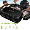 Universal 12V 24V 3 Way Papieranki Multi Gniazdo części samochodowe USB Wnętrze Wnętrze Dual Black Adapter Abs Auto W0p3