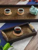 Figurine decorative in stile cinese vassoio in legno porta da tè rettangolare di bambù