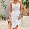 Casual Dresses Summer 2024 Ladies Sale Suspender Solid Floral Edge Stor Swing Dress High Stretchy Holiday