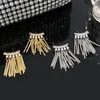 Dangle Küpeler Freetry Hiperbol Metal Tüpü Windchimes Püskül Kadınlar Moda Kakma Rhinestone İnci Asma Küpe Brincos Bijoux