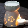 Candle Holders Ceramic Oil Warmer White Hollow Essential Burner Melt Wax Cube Melter Fragrance Gift For Wedding Spa