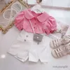 Set di abbigliamento elegante moda harajuku slim fit abiti per bambini sciolto casual tutti i cortometraggi sportivi con bottone solido set da due pezzi