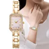 Montres féminines Luxury Womens Watch 2023 New Simple Square Full Full Diamond Digital Quartz Watche Gold en acier inoxydable Bracelet Bracelet Womens Robe Clock 240409