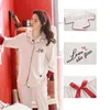 Ropa en el hogar Xiangyihui Pajamas de manga larga para mujeres Cardigan de cuello de algodón de algodón de invierno