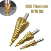 1/3pcs HSS Titanium Drill Bit, 4-12 4-20 4-32mm Drilling Power Tools, Metal Spiral High Speed Steel Wood Hole Cutter Cone Drill