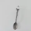 Ложки 1/3PCS Хрустальная головка Spoon Spoon Столовый бар Винтаж сплав в королевском стиле резные листья мини -кофейный десерт.