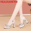 Sandals Plus taille 34-40 Peep Toe Bling Rhinestone Wedding Shoes Summer Plateforme 2024 Fashion High Heels Mesdames Moedel