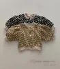 Ins Little Girls Floral gebreide Cardigan Girls Round Collar Puff Sleeve Sweater Sweater Outdowar 2022 Autumn Kids Princess Tops Clothing Q88984612