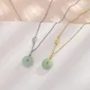 Pendant Necklaces Imitation Jade For Women Aesthetic Copper Coin Clavicle Chain Choker Necklace Exquisite Jewelry Gift Collares