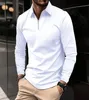 Business Casual Long Sleeve Polo Shirt Solid Color Fashion Mens T-shirt Spring Summer Breattable Mens Top Plus Size S-3XL 240327