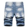 Jeans masculin shorts de mode européens et américains nocturnes trous de sangle colorée à la main pantalon denim de peinture renversée