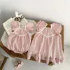 Summer Baby Girl Clodh Girls Kleid Strampler Süßes süßes fliegendes Ärmel Prinzessin Familie Matching Schwester -Outfit 240327