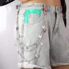 Punk rock warstwowe pasy łańcuchowe metalowe breloki dla mężczyzn kobiety talia kluczowy portfel dżinsy
