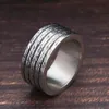 Couleur noire / argent vintage 14k Anneau rayé en or pour hommes Femmes Personnalité Fashion Punk Men Rings Bijoux Cadeau