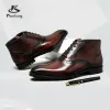 Laarzen mannen winterlaarzen echte lederen herenplatform brogue casual enkel platte schoenen veter jurk designer merk laarzen