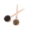 1PC Household Wooden Long Handle Pan Pot Brush Replaceable Dish Brush Long Wooden Handle Cleaning Brush Kitchen Cleaning Tool