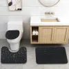 3PCS Bathroom Absorbent and Anti Slip Mat Set Soft Pebble Patterned Wash Basin Bathtub Toilet Rug Shower Doormat Non-slip Carpet