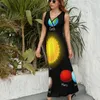 Повседневные платья Солнечные системы платья пляж Макси Корейская мода Богемия Лонг высокий дизайн талии негабаритный