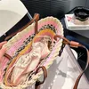 Straw Rainbow Beach Bags Woman Designer Bag Stripe Basket Luxury Travel Tote Bags Lady Handbags 5A 2024