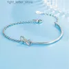 Bangle SAIYE S925 Sterling Silver Bracelet Bow High end Semi circular Light Luxury Diamond Mosaic Cute Womens Jewelry Design Sense yq240409