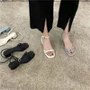 2024 Frauen Sandalen Riemchen Open Toe Cuban Heels Knöchelschnalle Römische Sandalenschuhe 240328