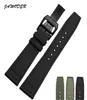 JAWODER Watchband 20 21 22mm Stainless Steel Deployment Buckle Black Green Nylon with Leather Bottom Watch Band Strap for Portugal8892719