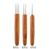 1 st/parti 1 krok 2 krokar 3 krokar tre stil dreadlock nål för flätning 0,5 mm/0,75 mm naturlig bambu dread-lås hårvävverktyg