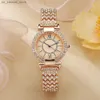 Wristwatches Ladies 2023 New Luxury Diamond Set Branded Quartz Casual Stainless Steel Womens Bracelet Dress Clock es240409
