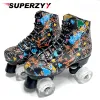 Sneakers Microfiber Roller Skates Double Row 4 Wheels Pu Skating Shoes Gliding Inline Skates Kids Gifts Roller Sneakers Training