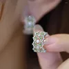 Stud Earrings Foydjew Italian Vintage Jewelry Emerald Green Zircon Hollow For Women Elegant Banquet Party Accessories