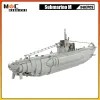 WW2 Military Submarine 3407 parties MOC Building Blocing Naval Combat Ship Armes Brick Brick Brick Doat Darship Model Children Cadeaux