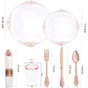 Plates 350PCS Rose Gold Plastic - Clear Disposable 50Dinner Dish Complete Tableware Freight Free