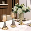 Titulares de vela avançados minimalistas de cristal cinza Metal Metal Dinner Dining Dining Dining Table Dinellestick Ornament Decor