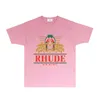 Rhude Brand Summer Tshirts Designer Tシャツ男性と女性のトレンディなファッション服RH028オウム対称印刷半袖TシャツサイズS-XXL