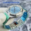 AP Diving Arms Watch Royal Oak Serie 15550st Ice Blue Plate Precision Stahl Automatische Mechanik Womens Watch 37 mm komplettes Set